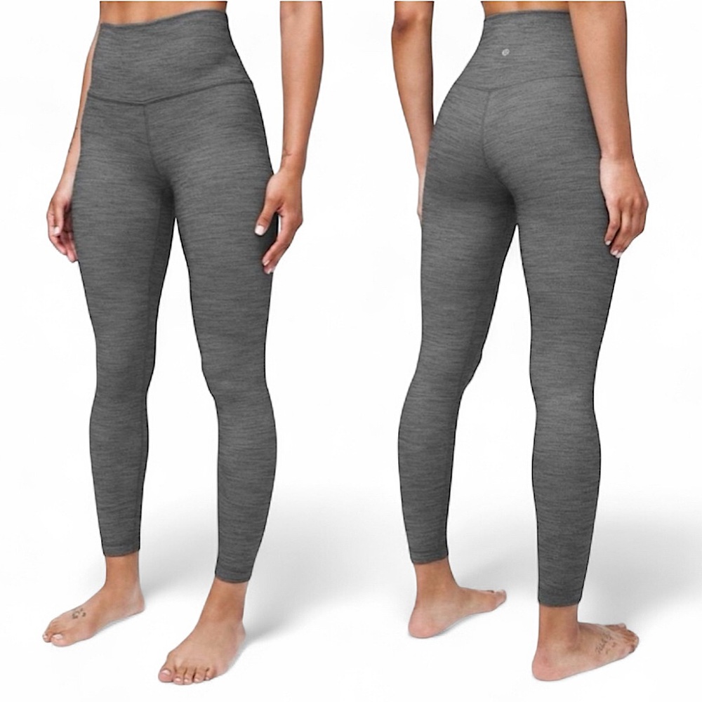 Lululemon Align Pant II 25" Mini Heathered Herringbone Heathered Black White 2